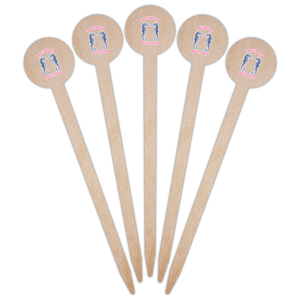 Sea Horses Wooden 6" Food Pick - Round - Fan View