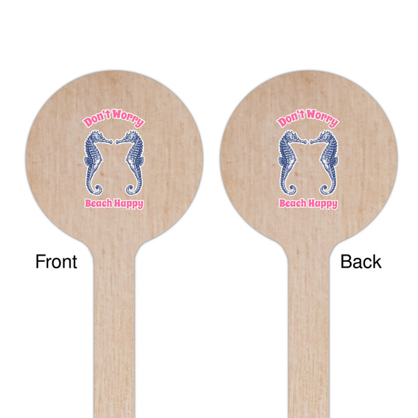 Sea Horses Wooden 7.5" Stir Stick - Round - Double Sided - Front & Back