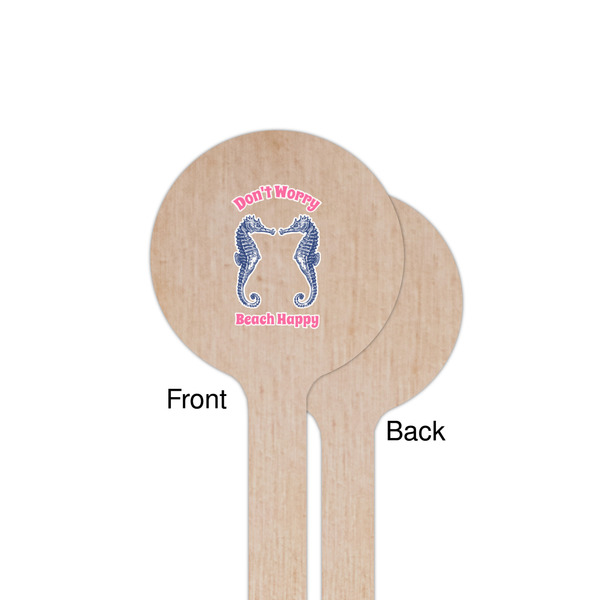 Sea Horses Wooden 7.5" Stir Stick - Round - Single Sided - Front & Back