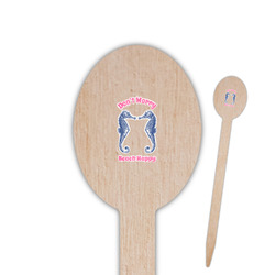 Sea Horses Oval Wooden Food Picks - Single Sided (Personalized)