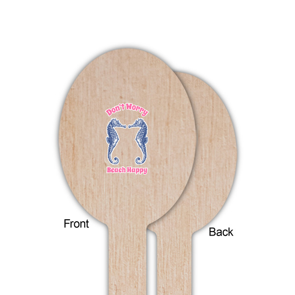 Sea Horses Wooden Food Pick - Oval - Single Sided - Front & Back