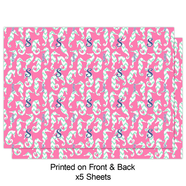 Sea Horses Wrapping Paper Sheet - Double Sided - Front