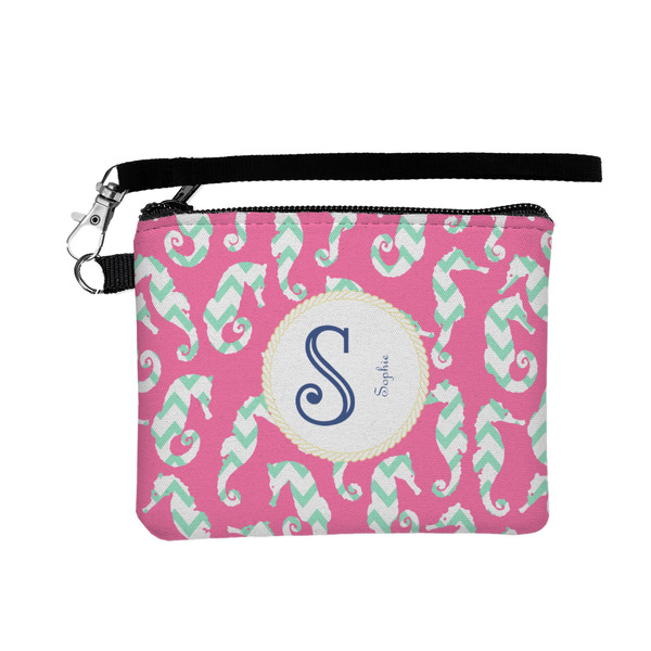 Custom Sea Horses Wristlet ID Case w/ Name and Initial