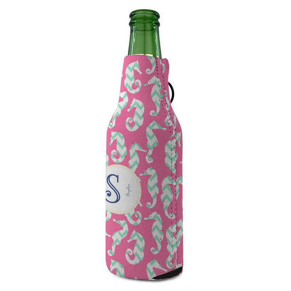 Sea Horses Zipper Bottle Cooler - ANGLE (bottle)