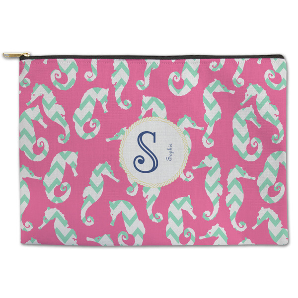 Custom Sea Horses Zipper Pouch - Large - 12.5"x8.5" (Personalized)