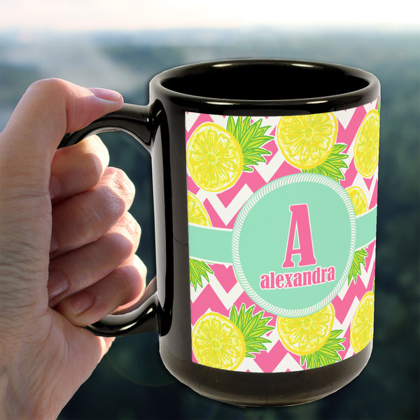 Pineapples 15oz. Black Mug - LIFESTYLE