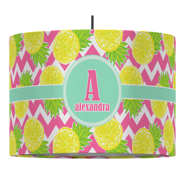 Custom Pineapples 16" Drum Pendant Lamp - Fabric (Personalized)