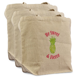 Pineapples Reusable Cotton Grocery Bags - Set of 3 (Personalized)