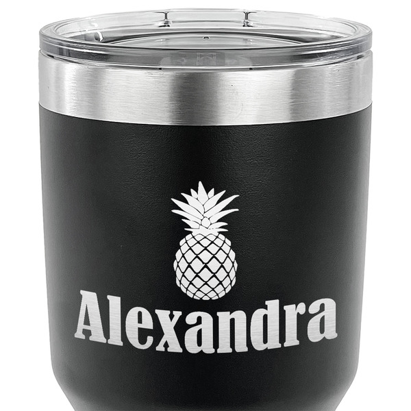 Pineapples 30 oz Stainless Steel Ringneck Tumbler - Black - CLOSE UP