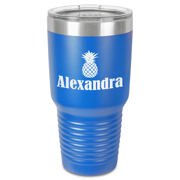 Custom Pineapples 30 oz Stainless Steel Tumbler - Royal Blue - Single-Sided (Personalized)