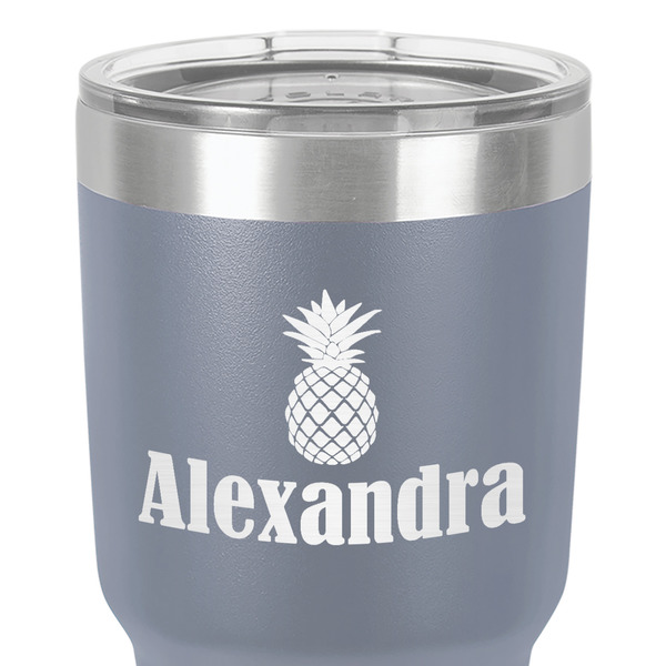 Pineapples 30 oz Stainless Steel Ringneck Tumbler - Grey - Close Up