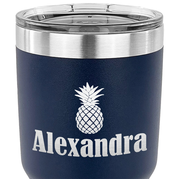 Pineapples 30 oz Stainless Steel Ringneck Tumbler - Navy - CLOSE UP