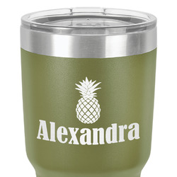 Pineapples 30 oz Stainless Steel Tumbler - Olive - Double-Sided (Personalized)