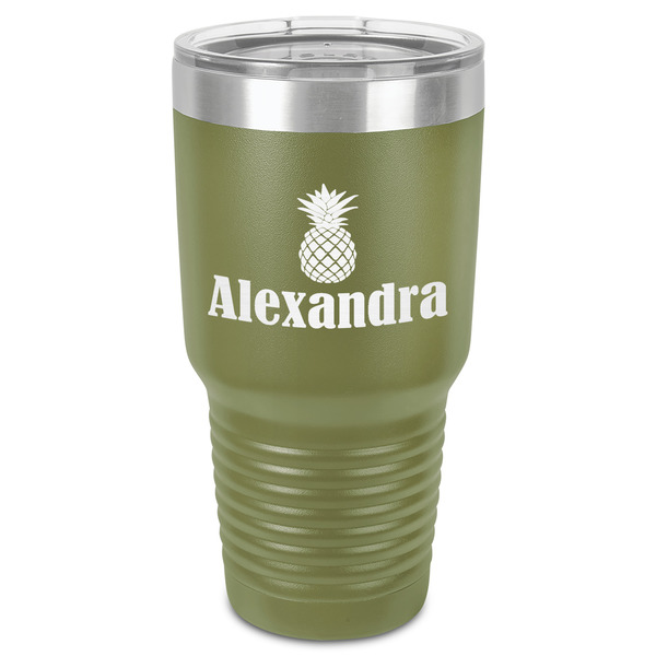 Custom Pineapples 30 oz Stainless Steel Tumbler - Olive - Single-Sided (Personalized)