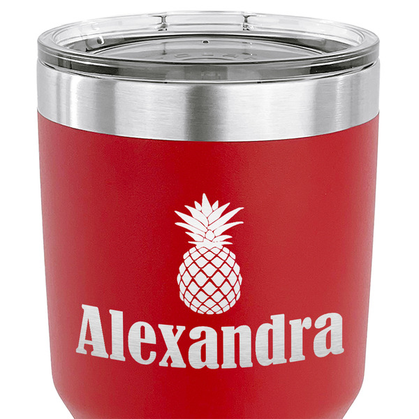 Pineapples 30 oz Stainless Steel Ringneck Tumbler - Red - CLOSE UP