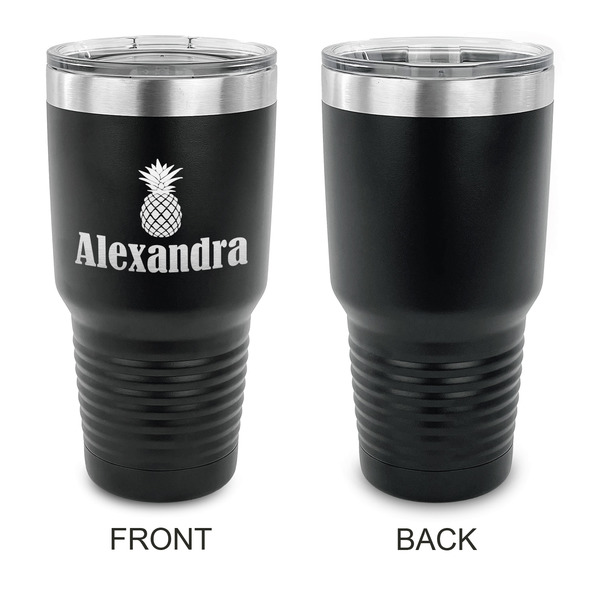 Pineapples 30 oz Stainless Steel Ringneck Tumblers - Black - Single Sided - APPROVAL