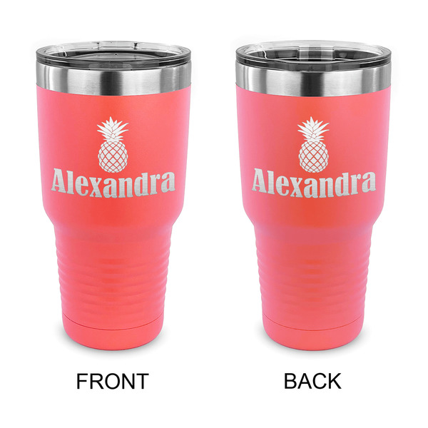 Custom Pineapples 30 oz Stainless Steel Tumbler - Coral - Double Sided (Personalized)