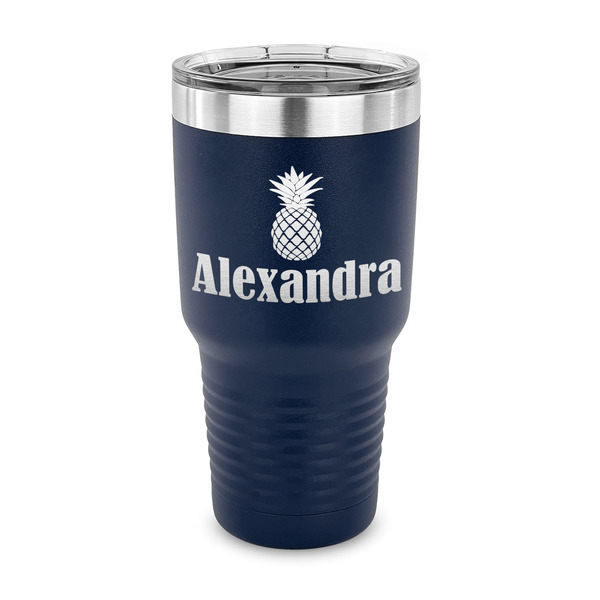 Custom Pineapples 30 oz Stainless Steel Tumbler - Navy - Single Sided (Personalized)