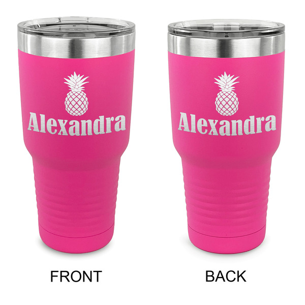 Custom Pineapples 30 oz Stainless Steel Tumbler - Pink - Double Sided (Personalized)