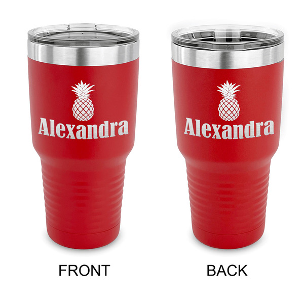 Custom Pineapples 30 oz Stainless Steel Tumbler - Red - Double Sided (Personalized)
