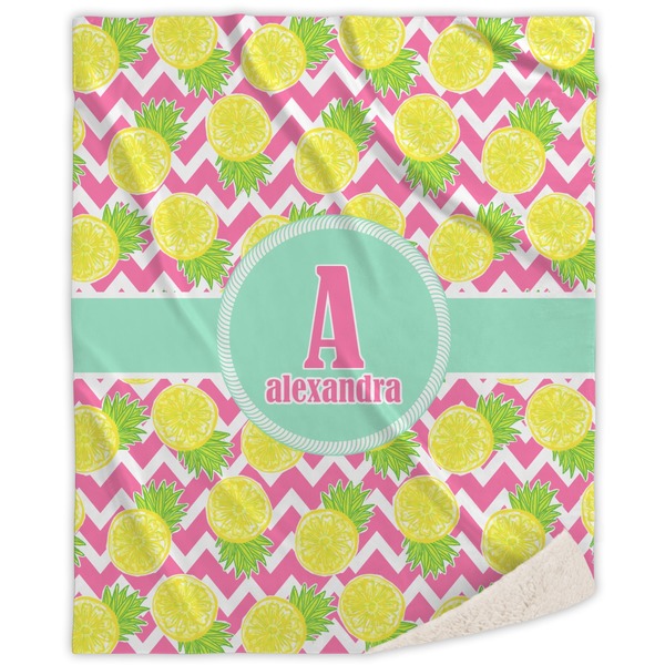 Custom Pineapples Sherpa Throw Blanket (Personalized)
