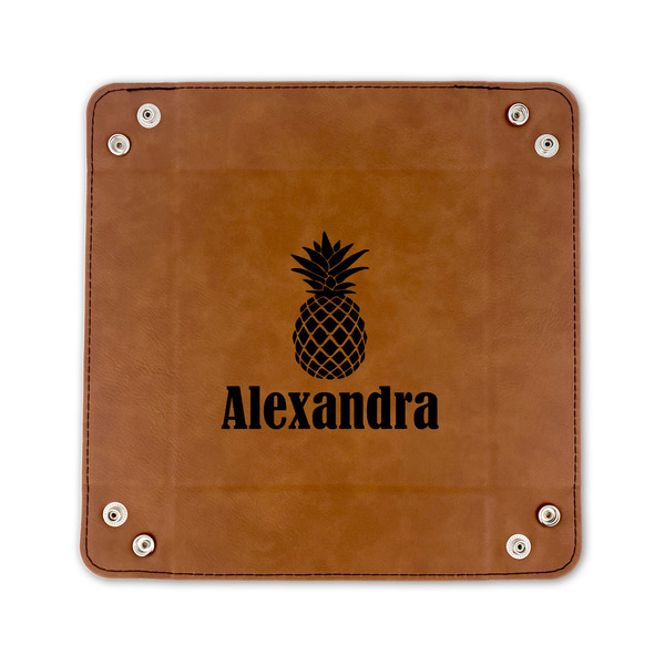 Pineapples 6" x 6" Leatherette Snap Up Tray - FLAT FRONT