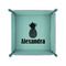 Pineapples 6" x 6" Teal Leatherette Snap Up Tray - FOLDED UP