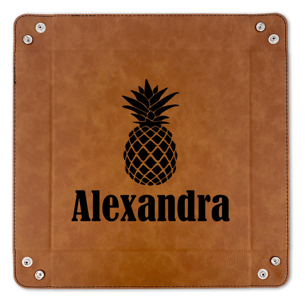 Pineapples 9" x 9" Leatherette Snap Up Tray - APPROVAL (FLAT)