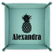 Pineapples 9" x 9" Teal Leatherette Snap Up Tray - FOLDED