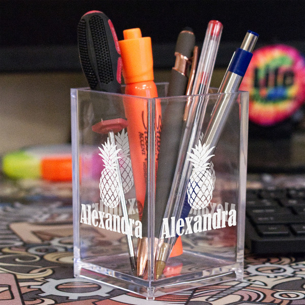 Pineapples Acrylic Pen Holder - In Context