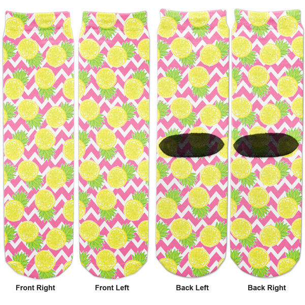 Pineapples Adult Crew Socks - Double Pair - Front and Back - Apvl