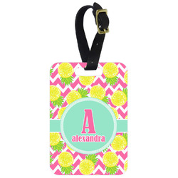 Pineapples Metal Luggage Tag w/ Name and Initial
