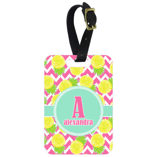 Custom Pineapples Metal Luggage Tag w/ Name and Initial
