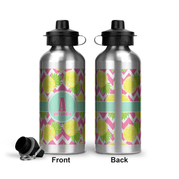 Pineapples Aluminum Water Bottle - Front and Back