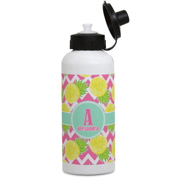 Custom Pineapples Water Bottles - Aluminum - 20 oz - White (Personalized)