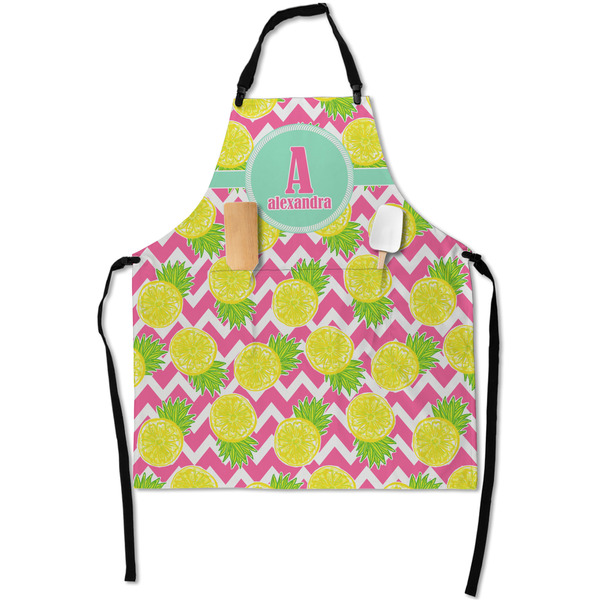 Custom Pineapples Apron With Pockets w/ Name and Initial