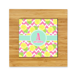 Pineapples Bamboo Trivet with Ceramic Tile Insert (Personalized)