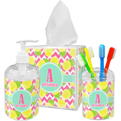 Pineapples Acrylic Bathroom Accessories Set w/ Name and Initial