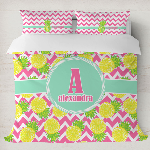 Custom Pineapples Duvet Cover Set - King (Personalized)