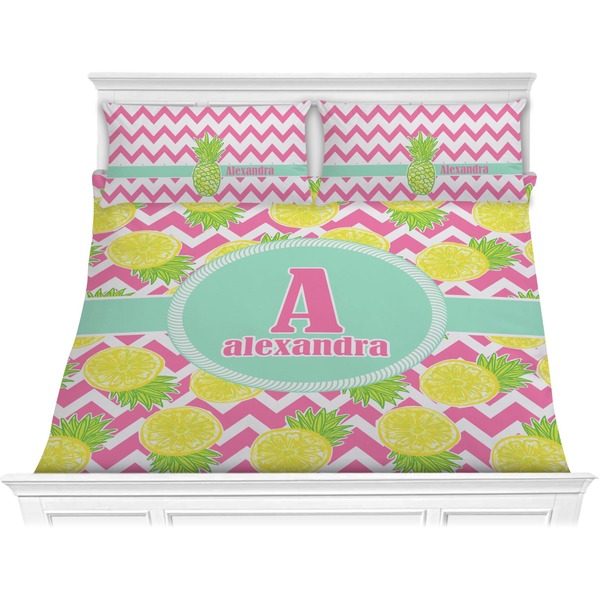 Custom Pineapples Comforter Set - King (Personalized)