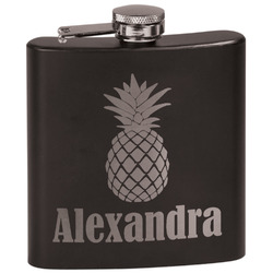 Pineapples Black Flask Set (Personalized)