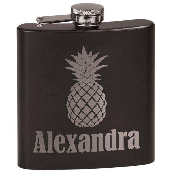 Custom Pineapples Black Flask Set (Personalized)