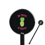 Pineapples 5.5" Round Plastic Stir Sticks - Black - Single Sided (Personalized)