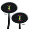 Pineapples Black Plastic 7" Stir Stick - Double Sided - Oval - Front & Back
