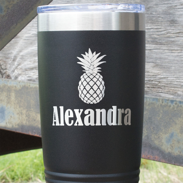 Pineapples Black Polar Camel Tumbler - 20oz - Close Up