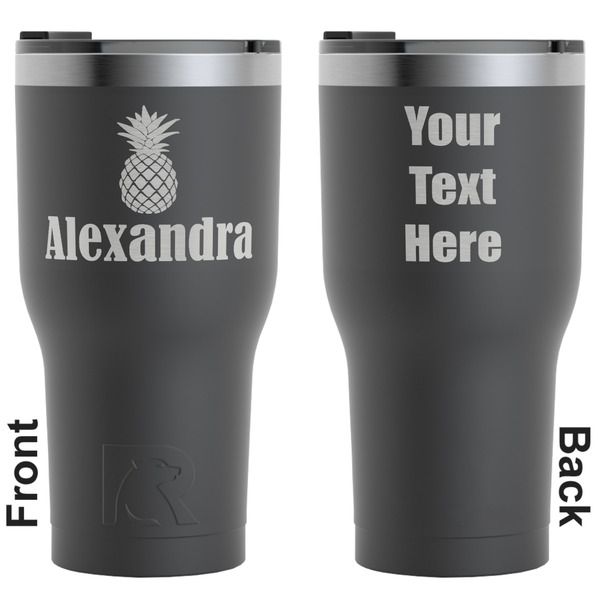 Custom Pineapples RTIC Tumbler - Black - Engraved Front & Back (Personalized)