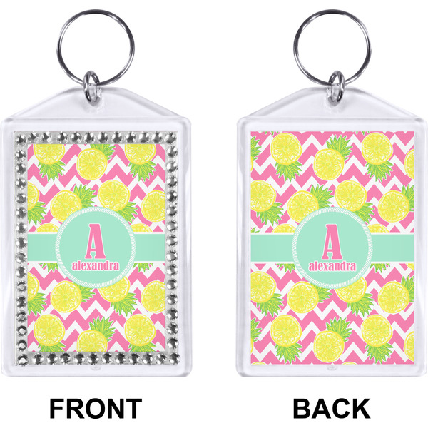 Pineapples Bling Keychain (Front + Back)
