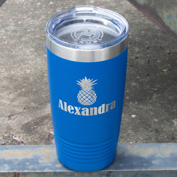 Pineapples Blue Polar Camel Tumbler - 20oz - Angled