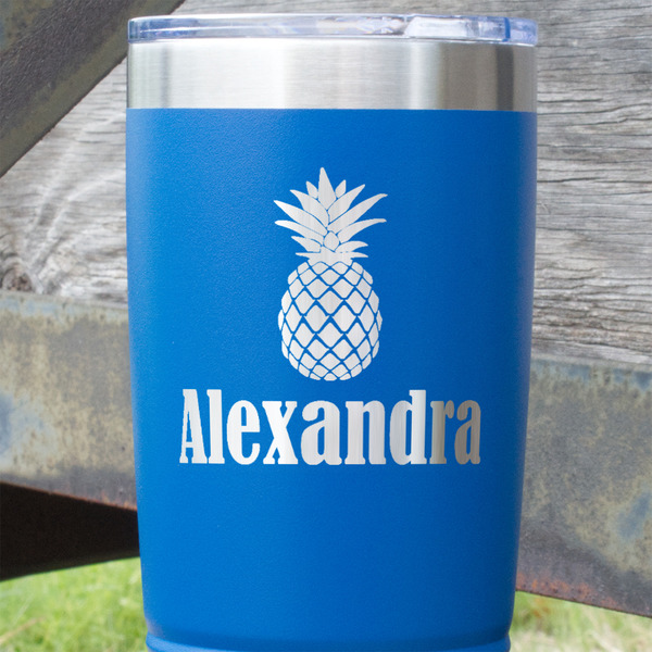 Pineapples Blue Polar Camel Tumbler - 20oz - Close Up