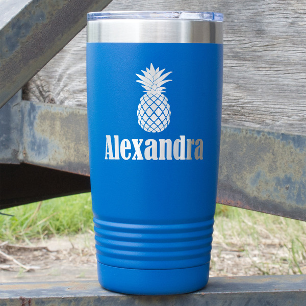Custom Pineapples 20 oz Stainless Steel Tumbler - Royal Blue - Single Sided (Personalized)